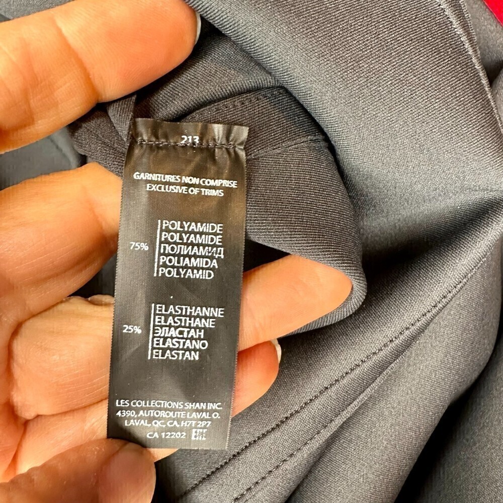 Shan Sofia Sheath Mini Dress Square Neck Anthracite Black 3D Jersey NWT Size 10 - Picture 15 of 16